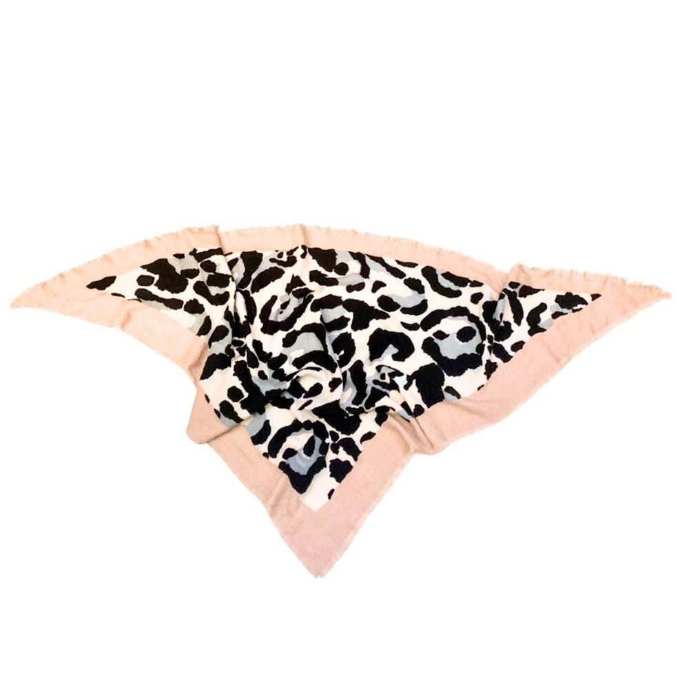 2/$30 Animal Print Pink Gray Black Scarf Wrap Shawl Leopard Feminine Cozy Chic - Picture 6 of 9